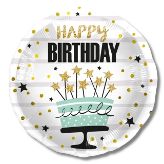 BALON URODZINOWY Z TORTEM 45cm BALON HAPPY BIRTHDAY