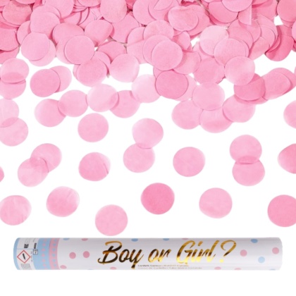 TUBA ZE STRZELAJĄCYM RÓŻOWYM KONFETTI 40cm GENDER REVEAL