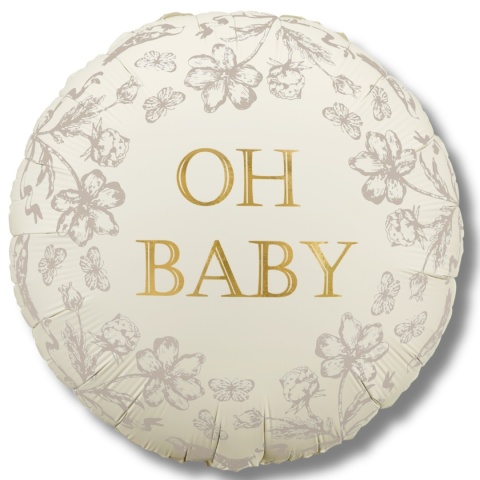 BALON FOLIOWY OH BABY BEŻOWY MAT 45cm BALON NA POWITANIE DZIECKA