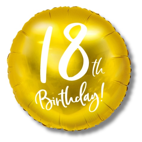 BALON FOLIOWY NA 18 URODZINY ZŁOTY 45cm BALON Z LICZBĄ 18