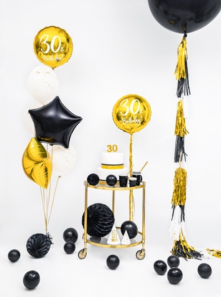 BALON FOLIOWY NA 30 URODZINY ZŁOTY 45cm BALON Z LICZBĄ 30