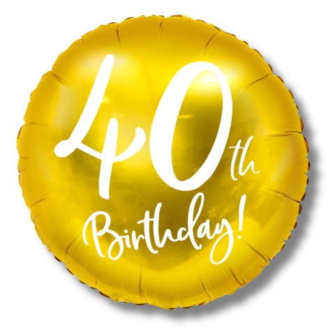 BALON FOLIOWY NA 40 URODZINY ZŁOTY 45cm BALON Z LICZBĄ 40