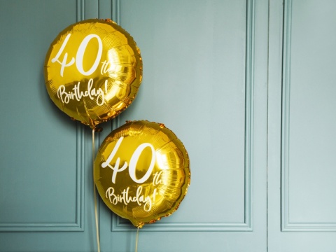 BALON FOLIOWY NA 40 URODZINY ZŁOTY 45cm BALON Z LICZBĄ 40