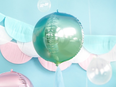 BALON FOLIOWY KULA OMBRE NIEBIESKA 35cm BALON KULA NIEBIESKO-ZIELONA