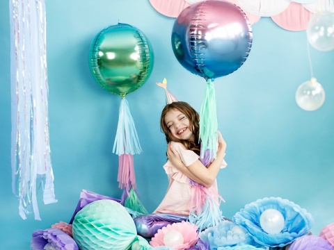 BALON FOLIOWY KULA OMBRE NIEBIESKA 35cm BALON KULA NIEBIESKO-ZIELONA