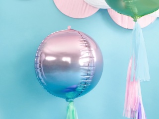 BALON FOLIOWY KULA OMBRE RÓŻOWA 35cm BALON KULA RÓŻOWO-NIEBIESKA