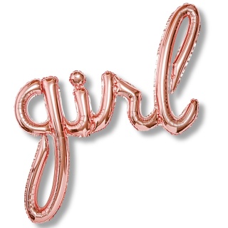 BALON NAPIS GIRL RÓŻOWE ZŁOTO 77x70cm NAPIS BALONOWY GIRL