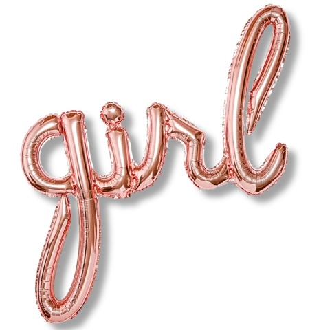 BALON NAPIS GIRL RÓŻOWE ZŁOTO 77x70cm NAPIS BALONOWY GIRL