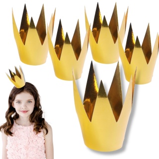 PAPIEROWE KORONY ZŁOTE 3szt. LUSTRZANE