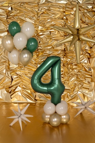 BALON CYFRA 4 ZIELONA DUŻA 86cm BUTELKOWA ZIELEŃ MAT