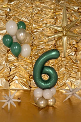BALON CYFRA 6 ZIELONA DUŻA 86cm BUTELKOWA ZIELEŃ MAT