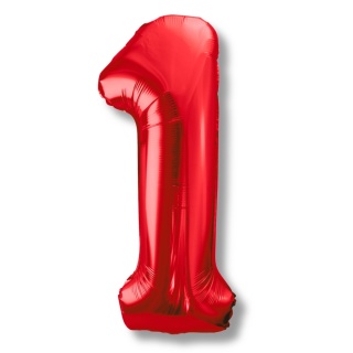 BALON FOLIOWY CYFRA 1 CZERWONA BŁYSZCZĄCA DUŻA 86cm URODZINY