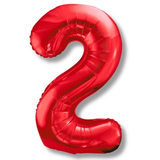 BALON FOLIOWY CYFRA 2 CZERWONA BŁYSZCZĄCA DUŻA 86cm URODZINY