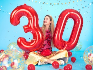BALON FOLIOWY CYFRA 6 CZERWONA BŁYSZCZĄCA DUŻA 86cm URODZINY