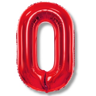 BALON FOLIOWY CYFRA 0 CZERWONA BŁYSZCZĄCA DUŻA 86cm URODZINY
