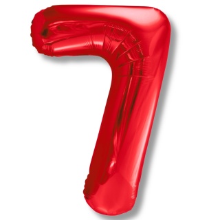 BALON FOLIOWY CYFRA 7 CZERWONA BŁYSZCZĄCA DUŻA 86cm URODZINY