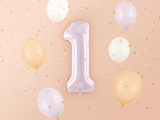 FOLIOWY BALON CYFRA 1 JASNY FIOLETOWY 72cm URODZINY HEL/POWIETRZE