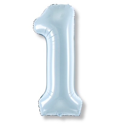 FOLIOWY BALON CYFRA 1 JASNY NIEBIESKI 72cm URODZINY HEL/POWIETRZE