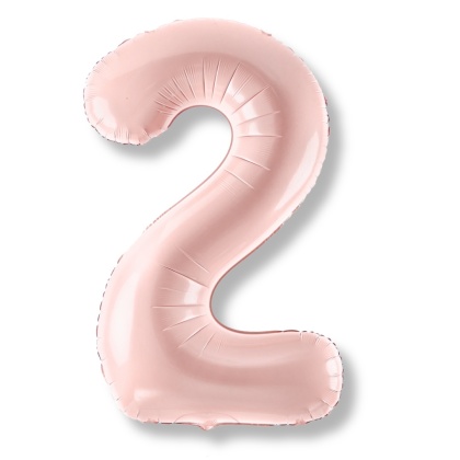 FOLIOWY BALON CYFRA 2 JASNY RÓŻOWY 72cm URODZINY HEL/POWIETRZE