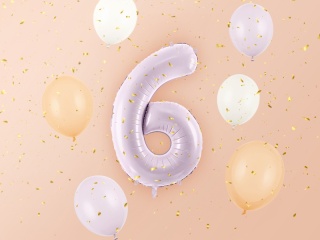 FOLIOWY BALON CYFRA 6 JASNY FIOLETOWY 72cm URODZINY HEL/POWIETRZE