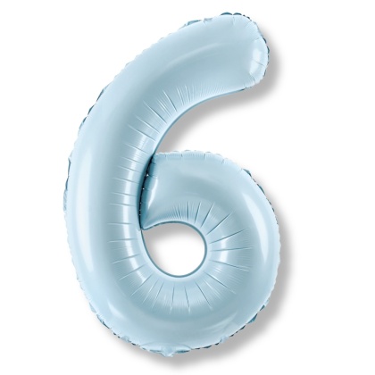 FOLIOWY BALON CYFRA 6 JASNY NIEBIESKI 72cm URODZINY HEL/POWIETRZE