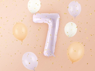 FOLIOWY BALON CYFRA 7 JASNY FIOLETOWY 72cm URODZINY HEL/POWIETRZE