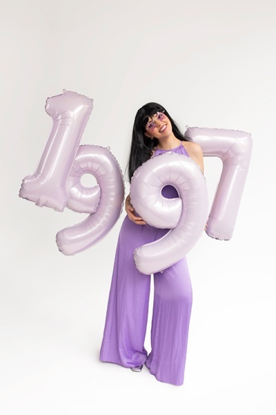 FOLIOWY BALON CYFRA 7 JASNY FIOLETOWY 72cm URODZINY HEL/POWIETRZE