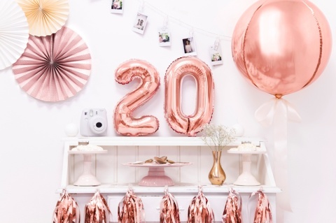 BALON FOLIOWY CYFRA 2 RÓŻOWE ZŁOTO 35cm MAŁA NA POWIETRZE