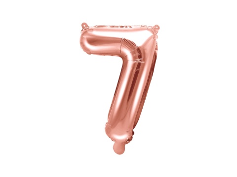 BALON FOLIOWY CYFRA 7 RÓŻOWE ZŁOTO 35cm MAŁA NA POWIETRZE