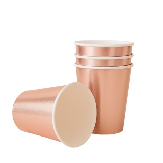 KUBECZKI PAPIEROWE RÓŻOWE ZŁOTO 6szt. KUBECZKI JEDNORAZOWE 220ml