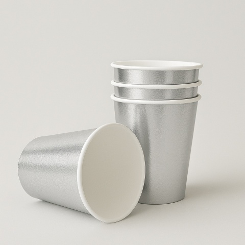 KUBECZKI PAPIEROWE SREBRNE 6szt. KUBECZKI JEDNORAZOWE 220ml