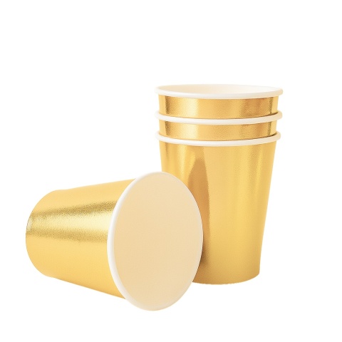 KUBECZKI PAPIEROWE ZŁOTE 6szt. KUBECZKI JEDNORAZOWE 220ml