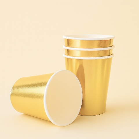 KUBECZKI PAPIEROWE ZŁOTE 6szt. KUBECZKI JEDNORAZOWE 220ml