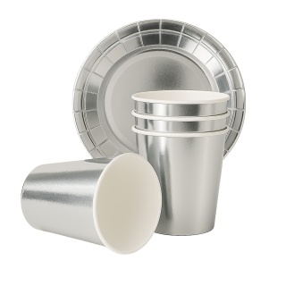 TALERZYKI I KUBECZKI SREBRNE BŁYSZCZĄCE ZESTAW DLA 6os.