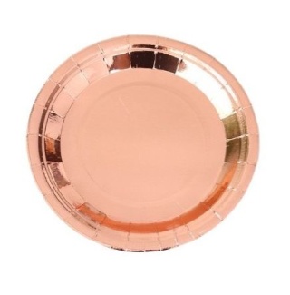 TALERZYKI PAPIEROWE RÓŻOWE ZŁOTO 6szt. TALERZYKI JEDNORAZOWE 18cm