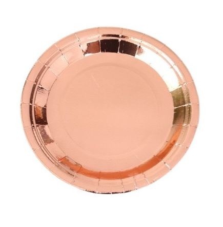 TALERZYKI PAPIEROWE RÓŻOWE ZŁOTO 6szt. TALERZYKI JEDNORAZOWE 18cm