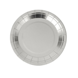 TALERZYKI PAPIEROWE SREBRNE 6szt. TALERZYKI JEDNORAZOWE 18cm