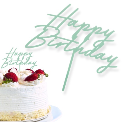 TOPPER AKRYLOWY NA TORT ZIELONY HAPPY BIRTHDAY 16,5cm