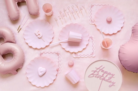 TOPPER AKRYLOWY NA TORT RÓŻOWY HAPPY BIRTHDAY 16,5cm