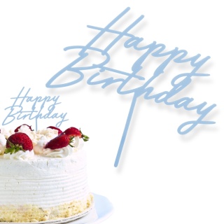 TOPPER AKRYLOWY NA TORT NIEBIESKI HAPPY BIRTHDAY 16,5cm