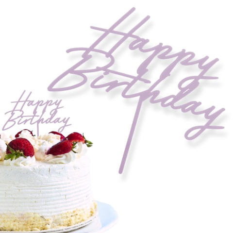 TOPPER AKRYLOWY NA TORT FIOLETOWY HAPPY BIRTHDAY 16,5cm