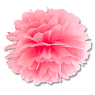 DEKORACYJNY POMPON Z BIBUŁY RÓŻOWY JASNY 25cm DEKORACJA WISZĄCA 1szt.