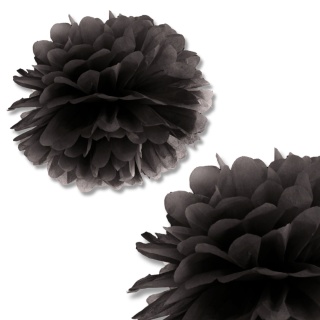 DEKORACYJNY POMPON Z BIBUŁY CZARNY 25cm DEKORACJA WISZĄCA 1szt.