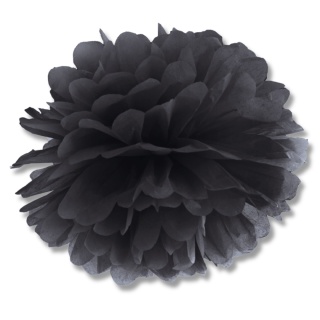 DEKORACYJNY POMPON Z BIBUŁY CZARNY 25cm DEKORACJA WISZĄCA 1szt.