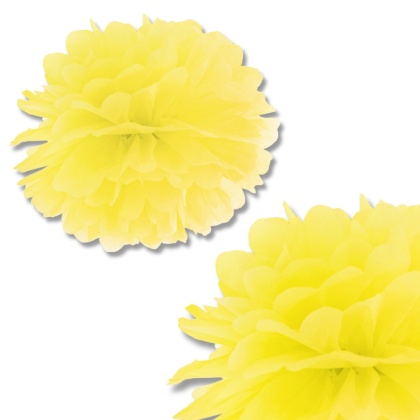 DEKORACYJNY POMPON Z BIBUŁY ŻÓŁTY 25cm DEKORACJA WISZĄCA 1szt.