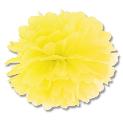 DEKORACYJNY POMPON Z BIBUŁY ŻÓŁTY 25cm DEKORACJA WISZĄCA 1szt.