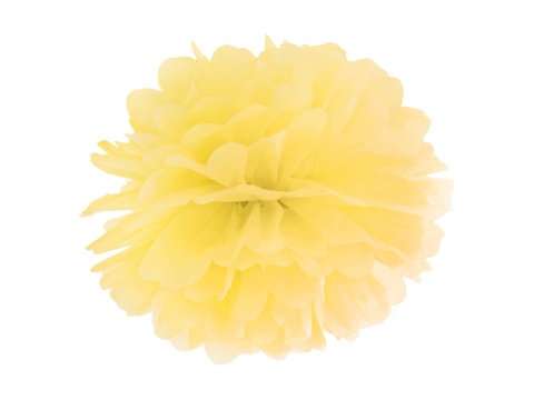 DEKORACYJNY POMPON Z BIBUŁY ŻÓŁTY 25cm DEKORACJA WISZĄCA 1szt.