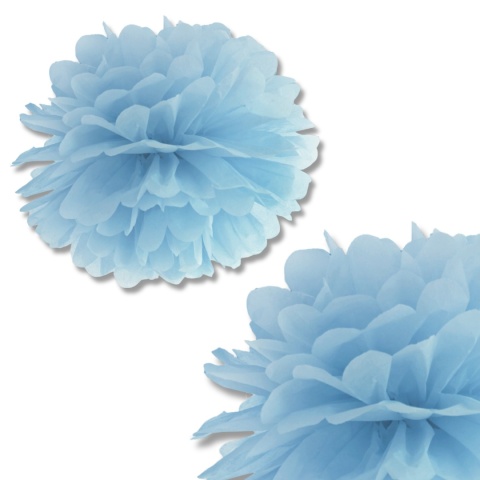 DEKORACYJNY POMPON Z BIBUŁY NIEBIESKI MGLISTY 25cm DEKORACJA WISZĄCA 1szt.