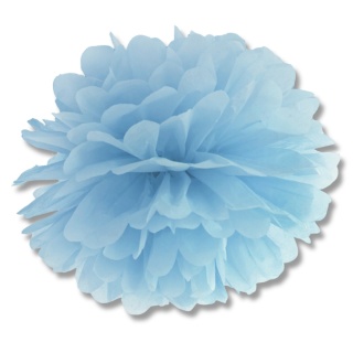 DEKORACYJNY POMPON Z BIBUŁY NIEBIESKI MGLISTY 25cm DEKORACJA WISZĄCA 1szt.