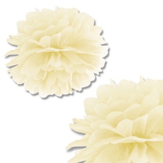 DEKORACYJNY POMPON Z BIBUŁY KREMOWY 25cm DEKORACJA WISZĄCA 1szt.